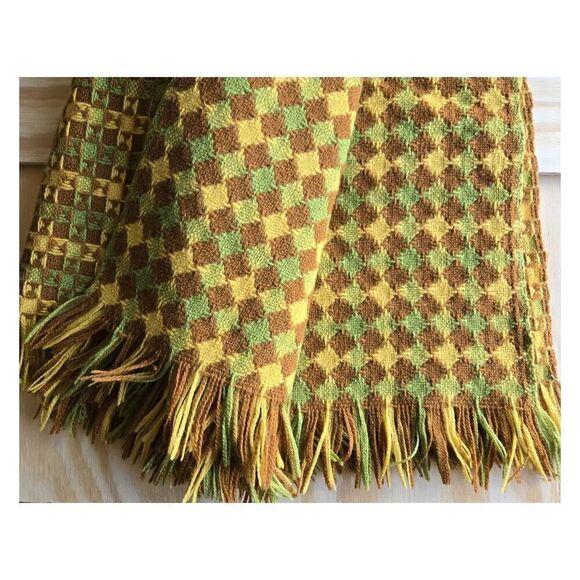 Vintage 1960's Farbio Woven Checkered Throw Blanket - Picture 3 of 8